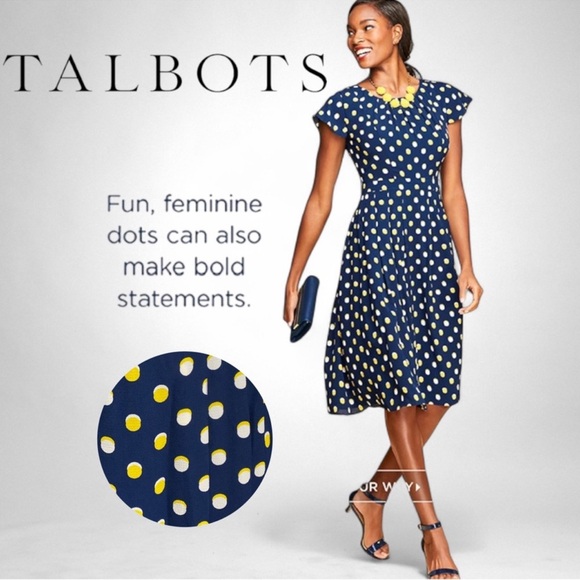 Talbots Dresses & Skirts - Talbots Navy Polka Dot Dress 2
